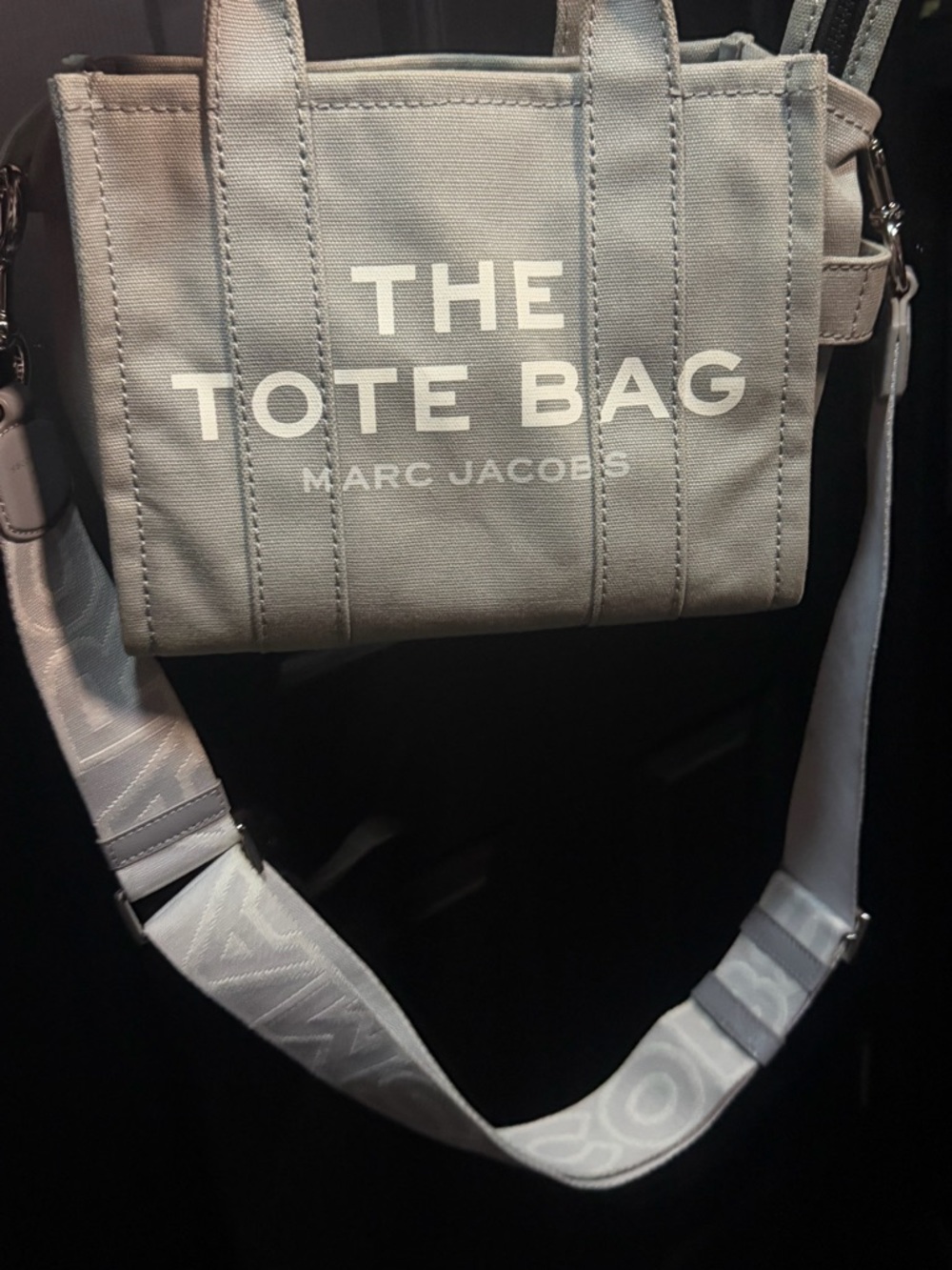 Marc Jacobs Light Gray Canvas The Tote Bag with stamped strap
